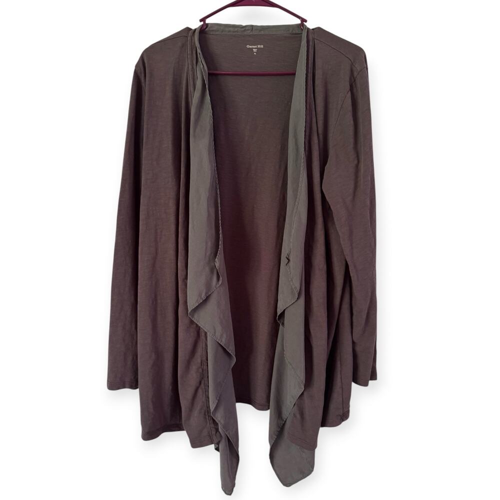 Garnet Hill Open Front Waterfall Cardigan Top Size XL Organic Cotton Silk